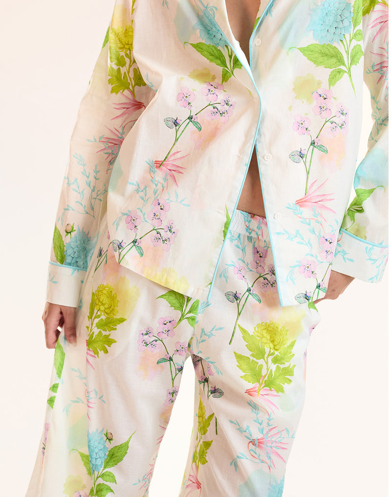 White Floral Cotton PJ Top