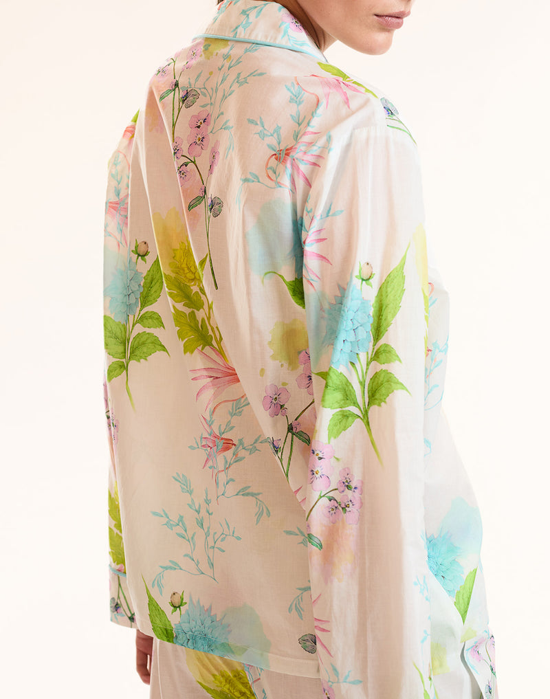 White Floral Cotton PJ Top