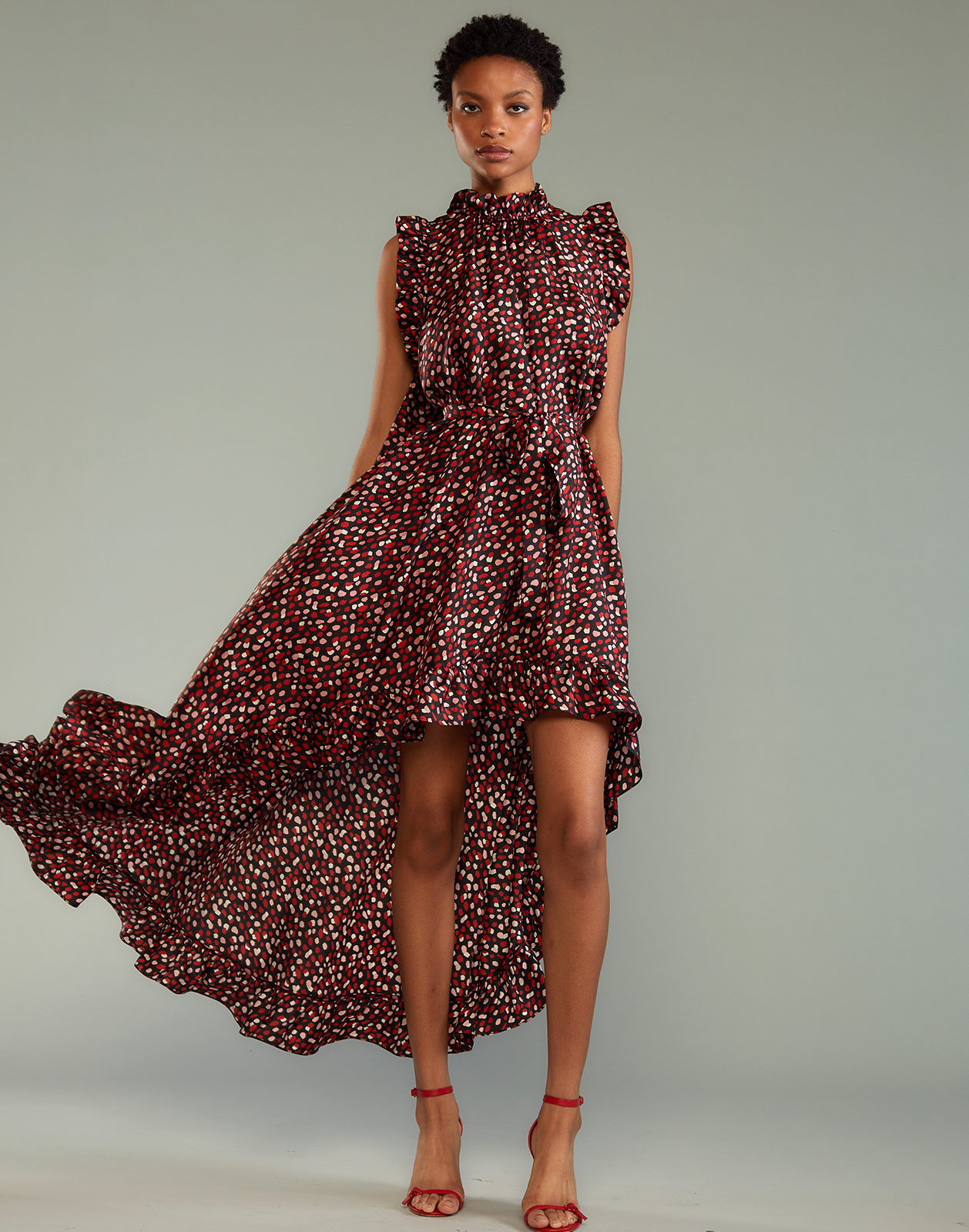 Polka dot high low dress best sale