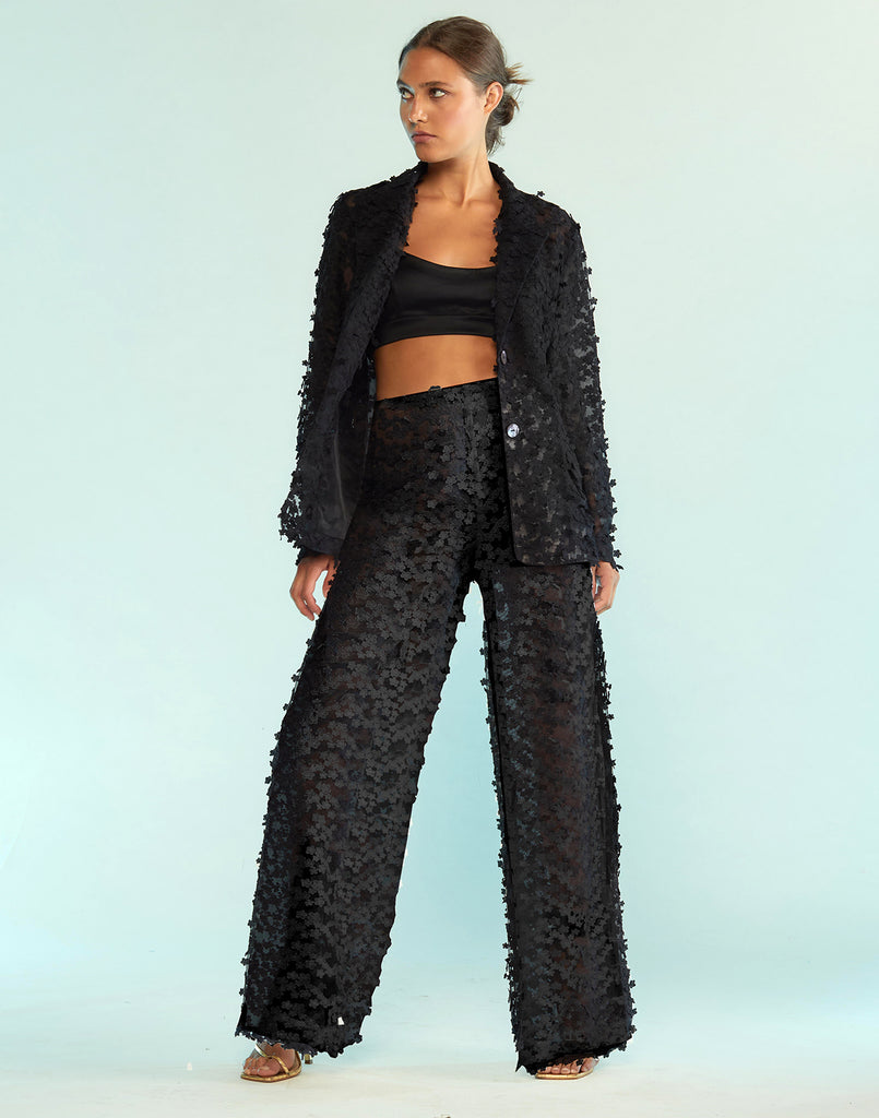3D Embroidered Tulle Pants