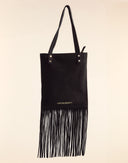 Cynthia Rowley Black Sleek Fringe Suede Tote
