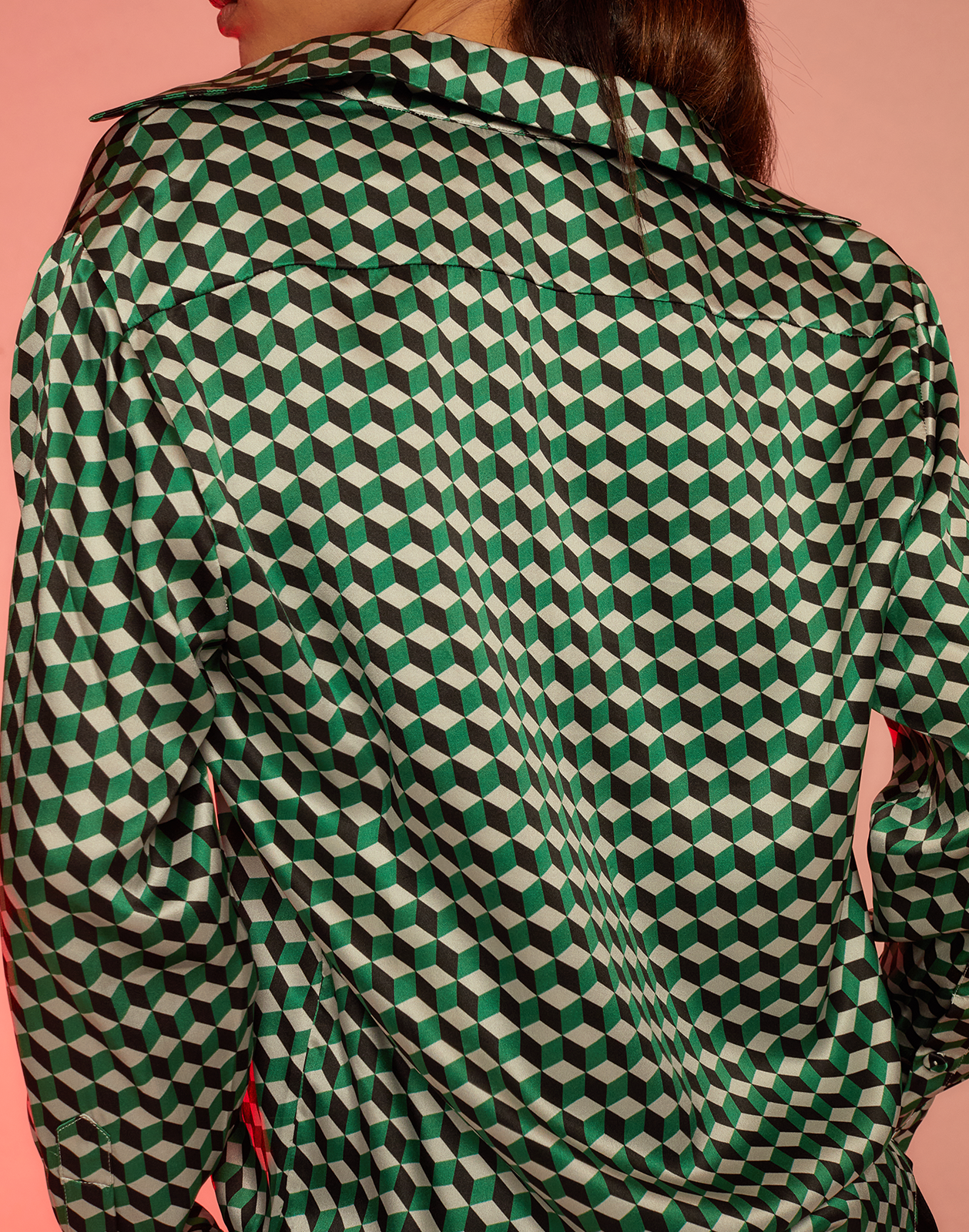 Illusion Geometric Silk Shirt