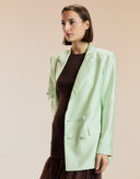 Mint Silk Wool Double Breasted Blazer 