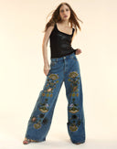 Cynthia Rowley Embroidered Wide-leg Jean