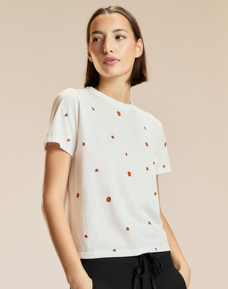 White Ladybug Printed Tee 