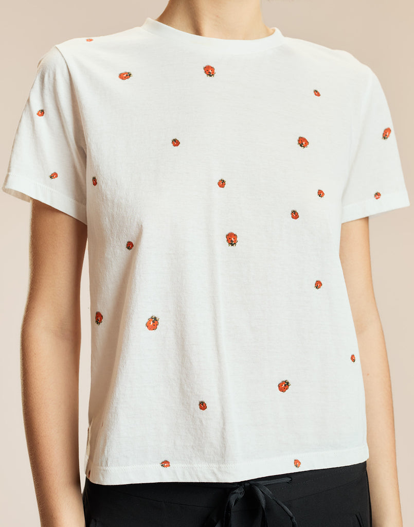Printed Tee in White Multi