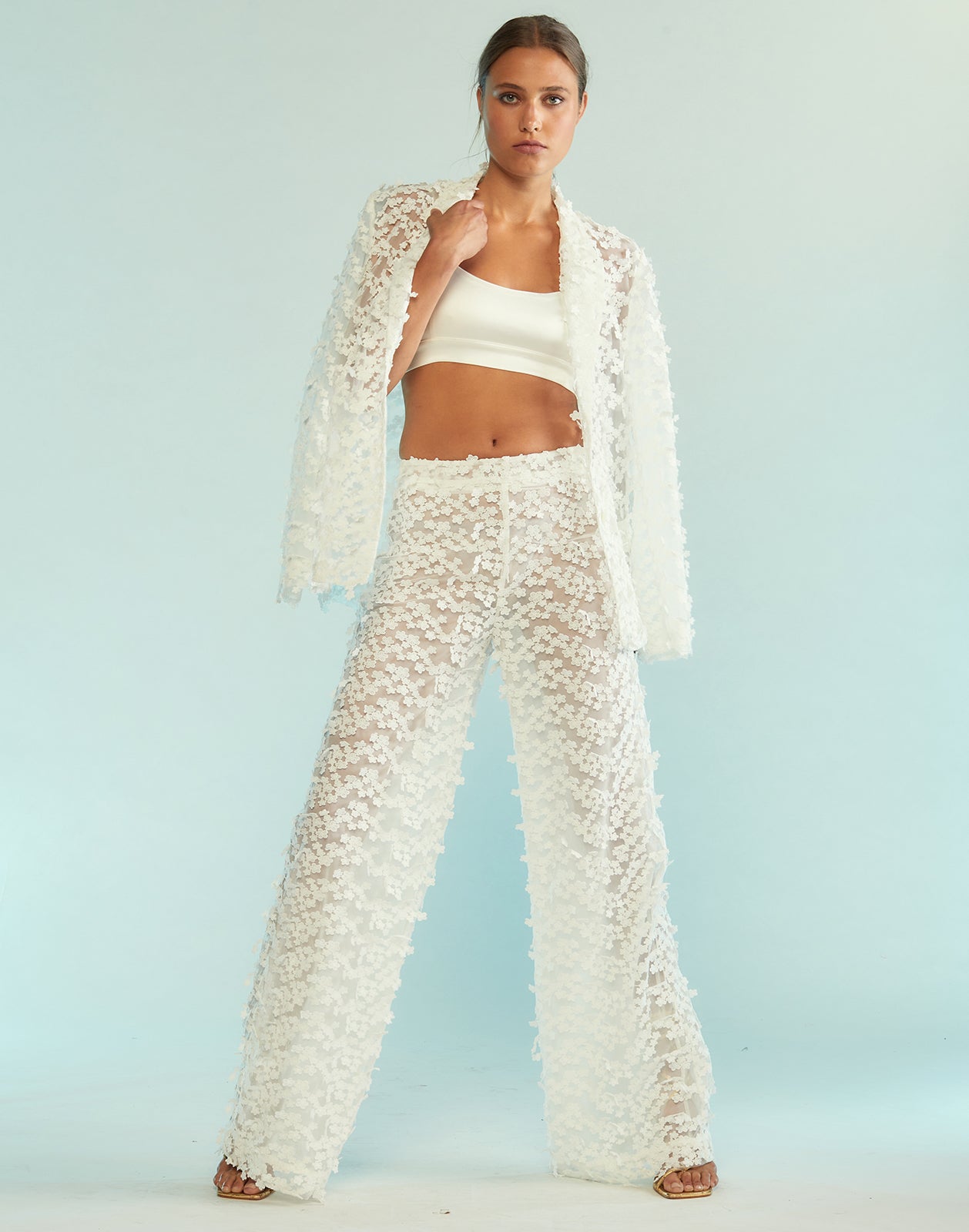 3D Embroidered Tulle Pants