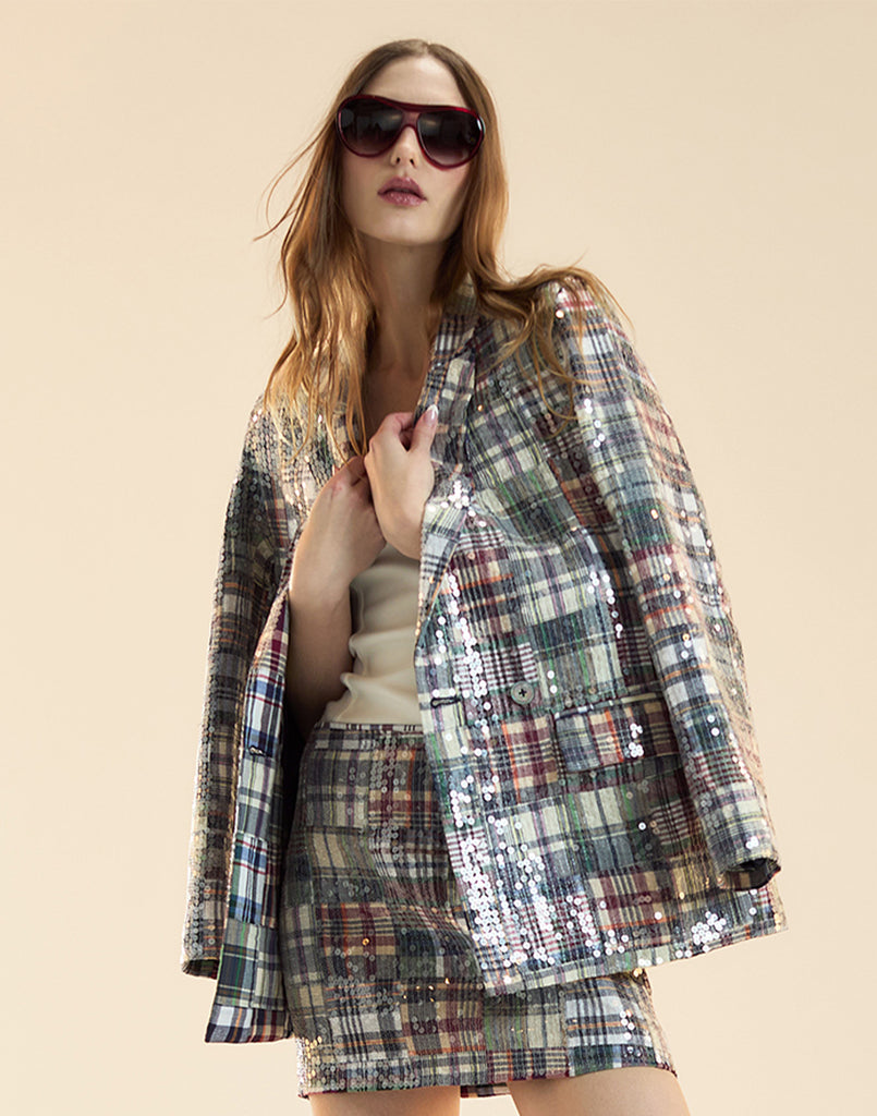 Marisol Madras Sequin Blazer