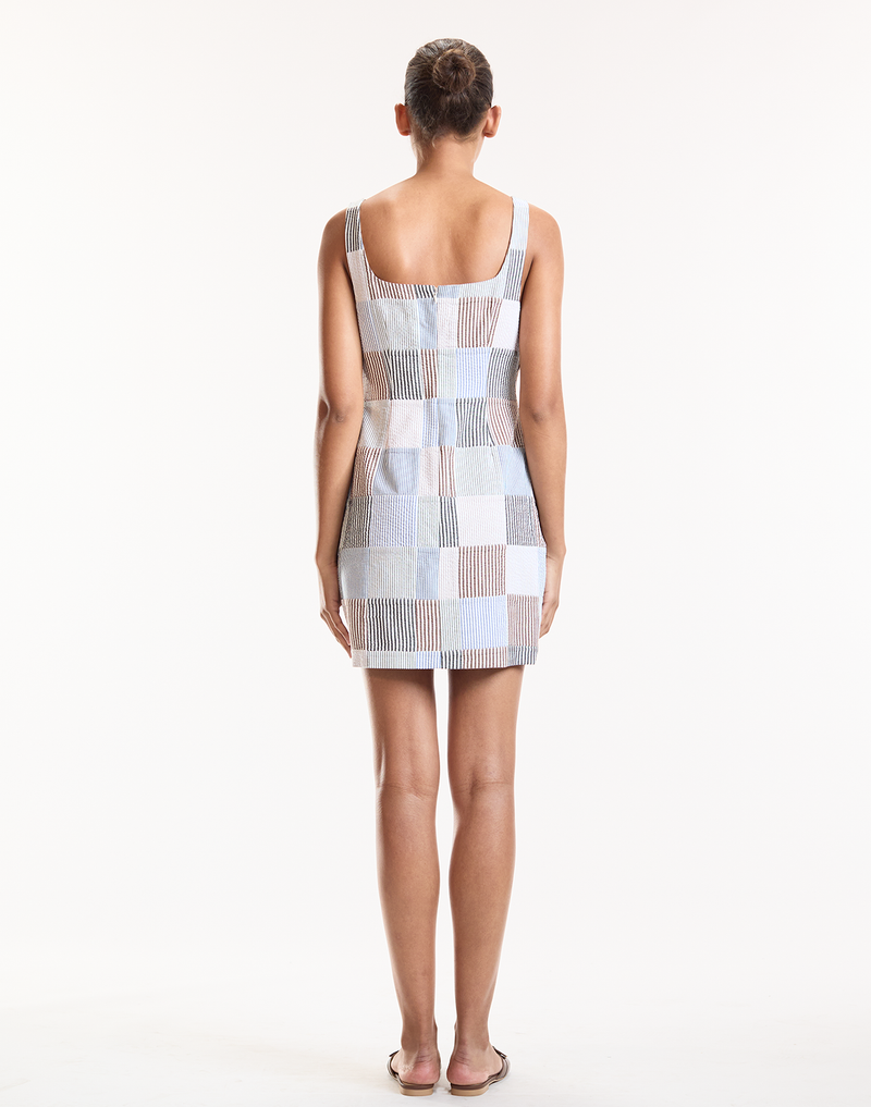 Multi Color Patchwork Mini Dress 