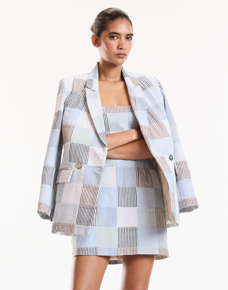 Multi Color Patchwork Blazer