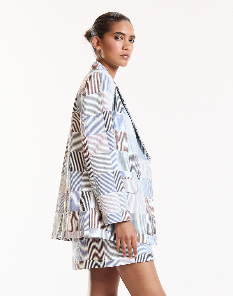 Multi Color Patchwork Blazer