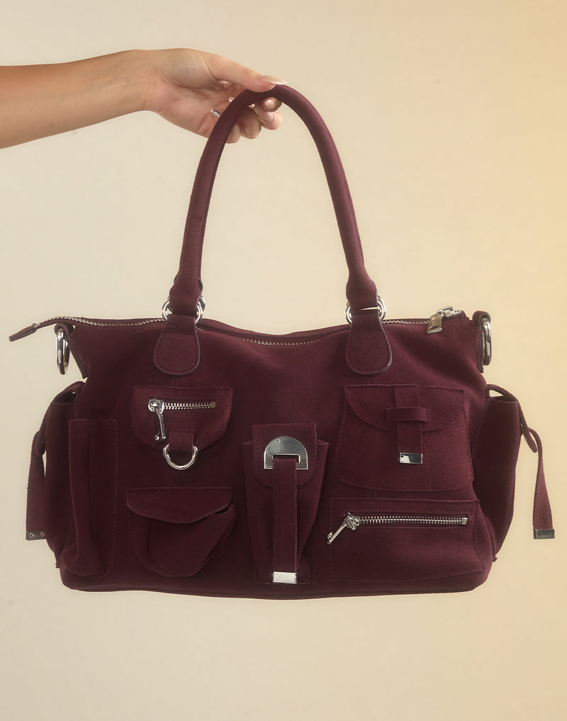 Cynthia Rowley Suede Cargo Pocket Shoulder Bag