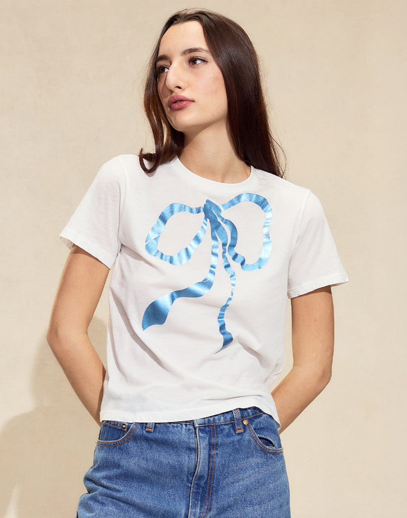 Cynthia Rowley Metallic Bow Tee