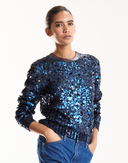 Navy Sequin Long Sleeve Sweater