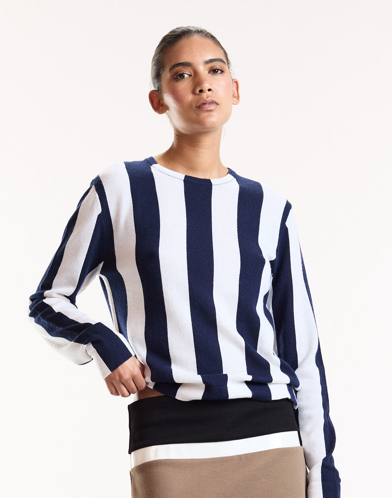 Navy Striped Long Sleeve Sweater
