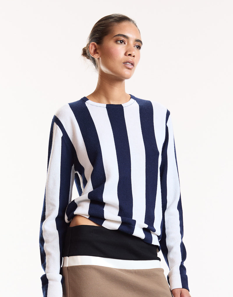 Navy Striped Long Sleeve Sweater