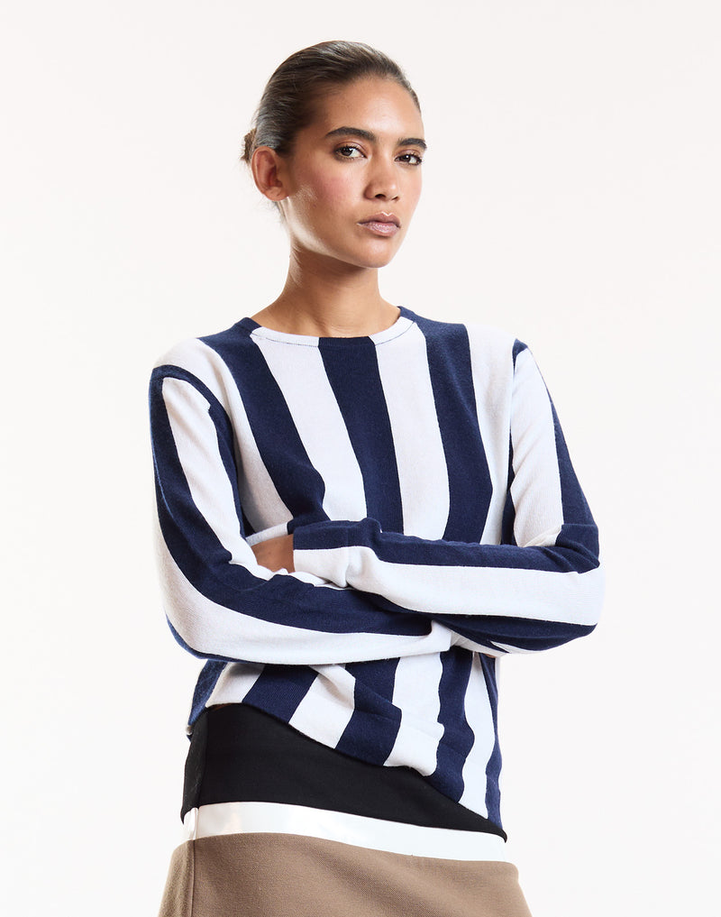 Navy Striped Long Sleeve Sweater