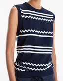 Navy Sleeveless Ziggy Knit Top