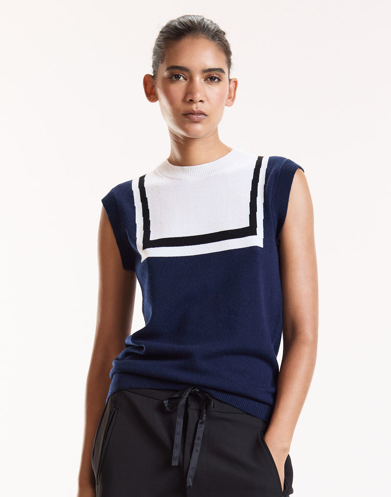 Navy Nautical Sleeveless Sweater
