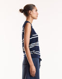 Navy Sleeveless Ziggy Knit Top
