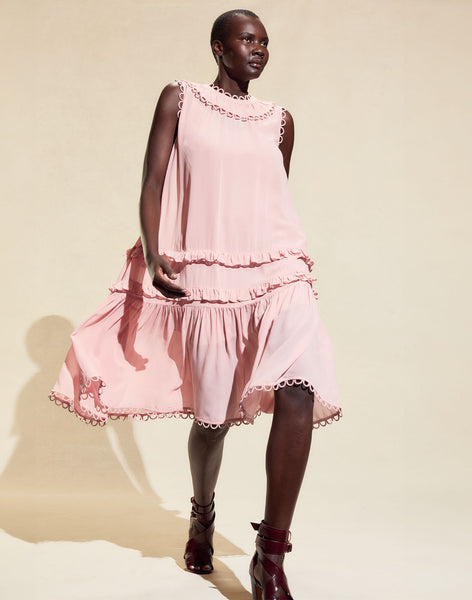 ワンピース Frill Sleeveless Dress (Pink) sinoon Picnic Season Maxi Dress Pink | Fortunate One