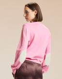 Pink Crewneck Sweater with Elbow Patches 