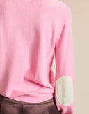 Pink Crewneck Sweater with Elbow Patches 