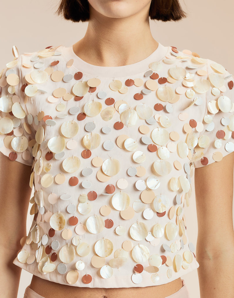 Embellished Mesh Tank in Pink Multi