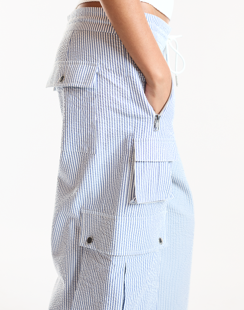 Blue Pinstripe Cargo Pants 