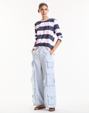 Blue Pinstripe Cargo Pants 