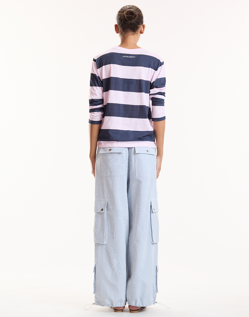Blue Pinstripe Cargo Pants 