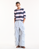 Blue Pinstripe Cargo Pants 