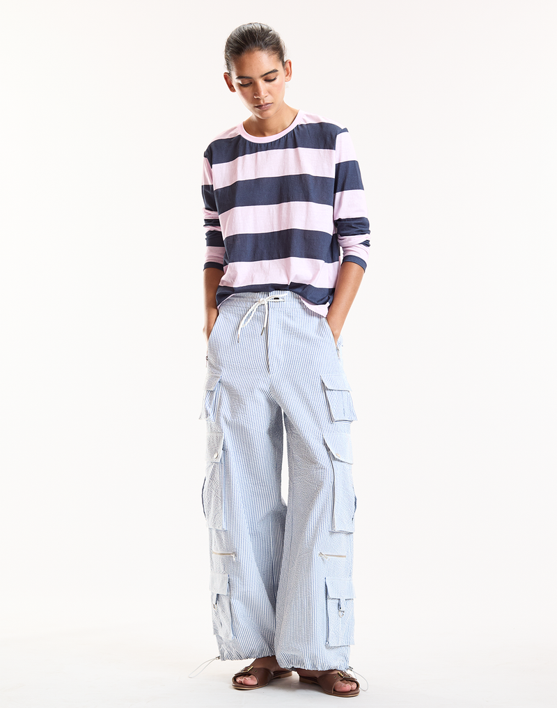 Blue Pinstripe Cargo Pants 