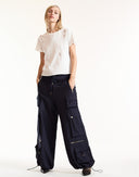 Cynthia Rowley Navy Pinstripe Cargo Pant