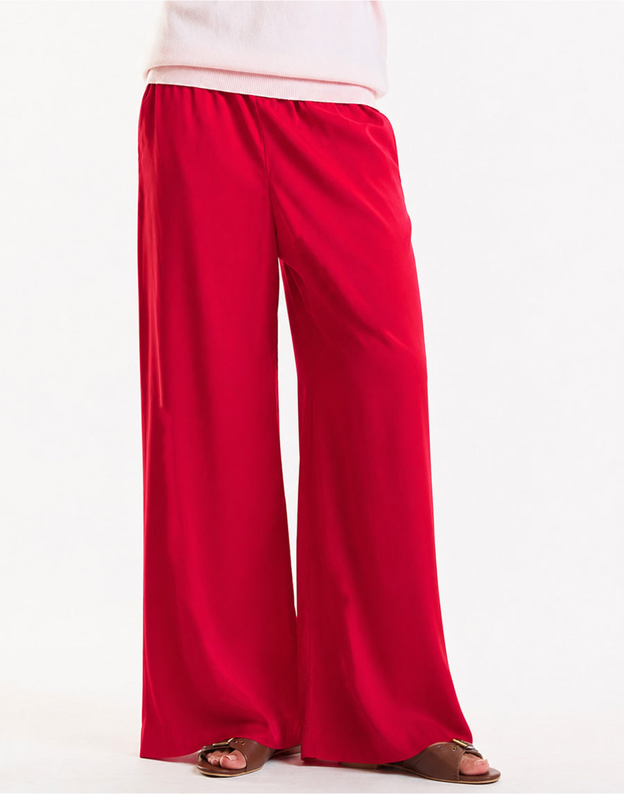 RED SATIN LOUNGE PANTS