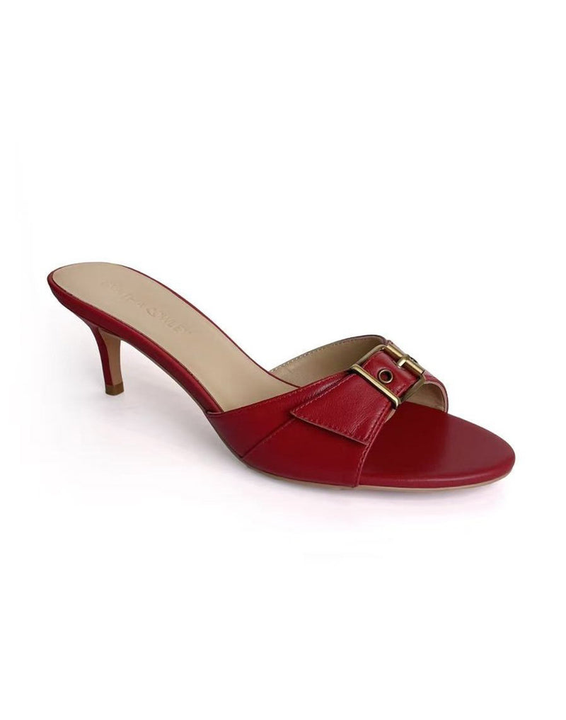 Red Buckle Kitten Heel