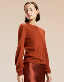 Gingerbread Crewneck Sweater with Elbow Patches 