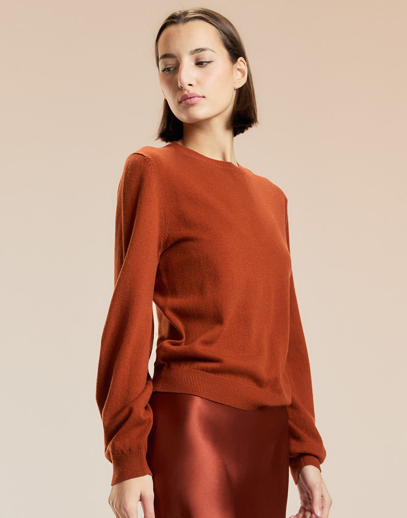 Gingerbread Crewneck Sweater with Elbow Patches 