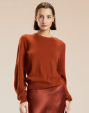 Gingerbread Crewneck Sweater with Elbow Patches 