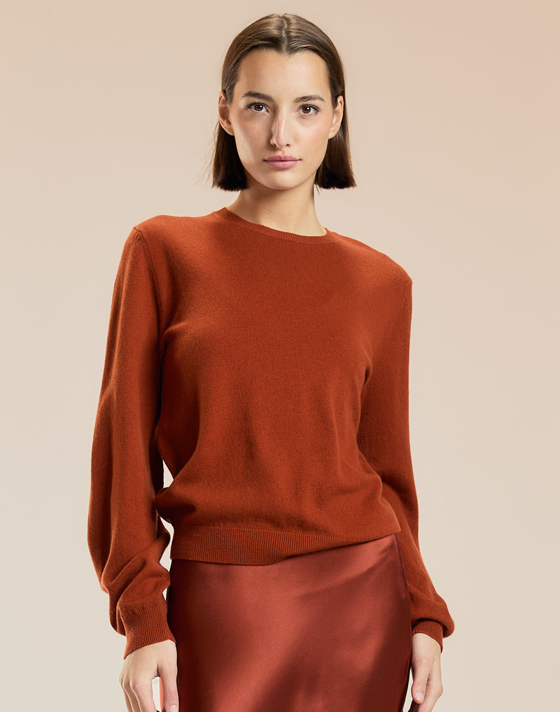 Gingerbread Crewneck Sweater with Elbow Patches 