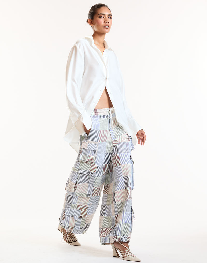 Multi Color Patchwork Cargo Pants  