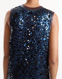 Navy Sequin Knit Mini Dress