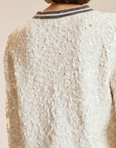 White Sequin Crewneck Sweater
