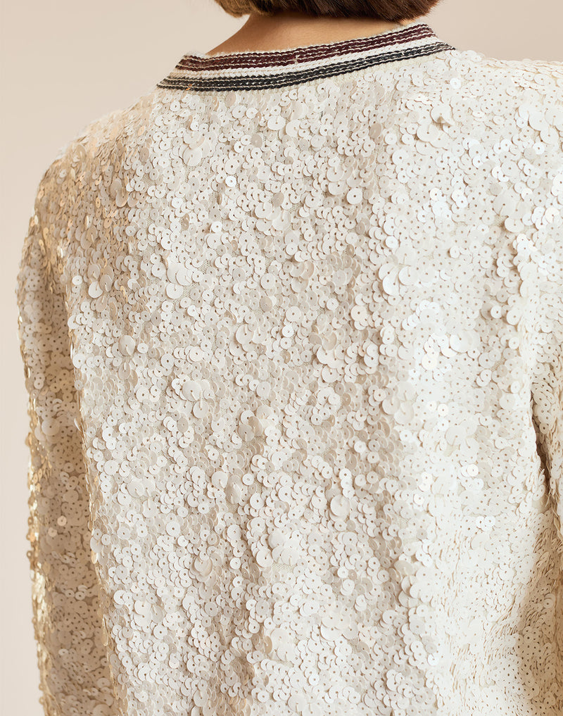 White Sequin Crewneck Sweater