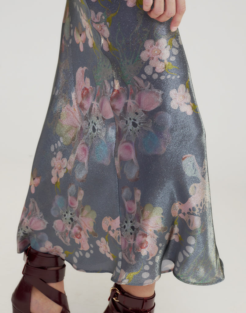 Claud Silk Lamé Skirt