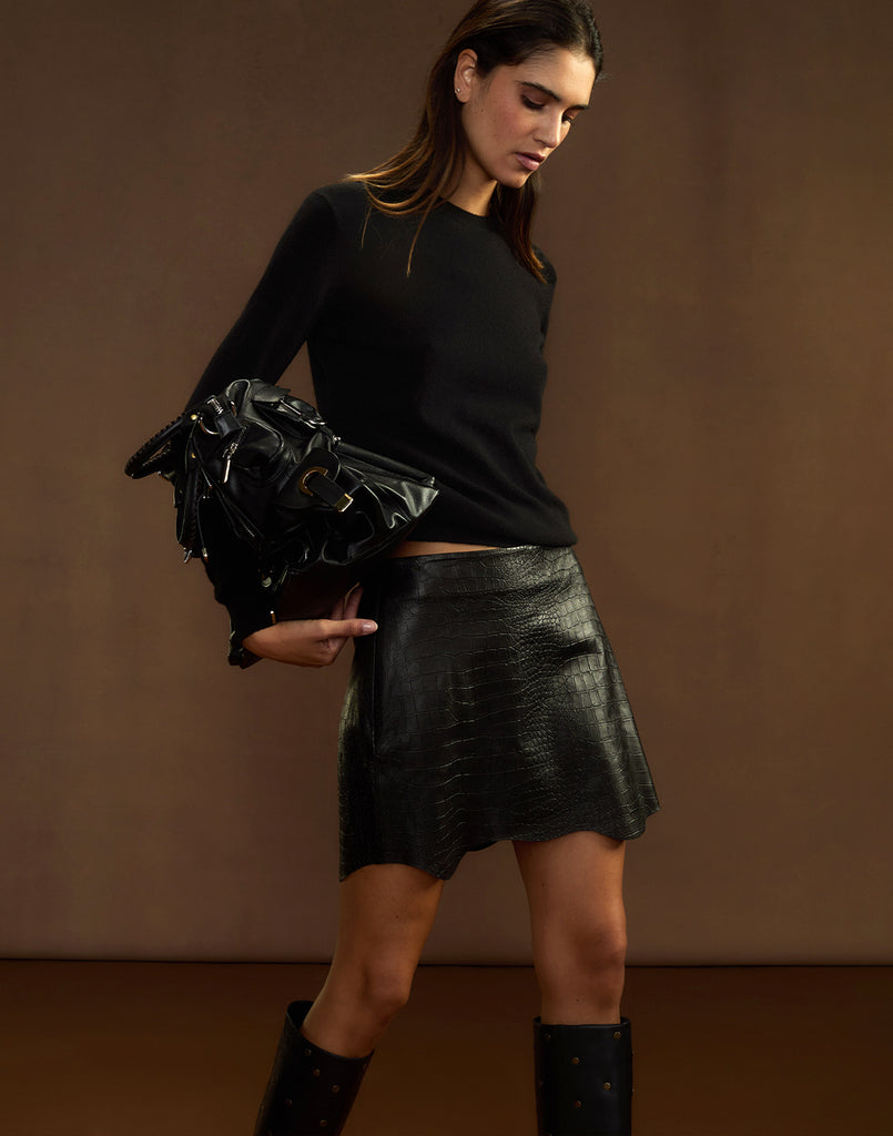 Embossed Leather Skirt