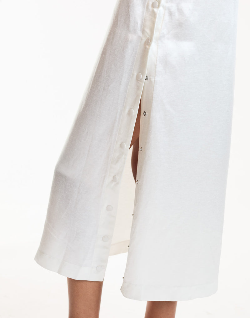 White Midi Snap Dress