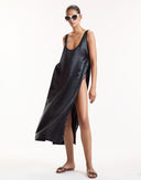 Black Midi Snap Dress