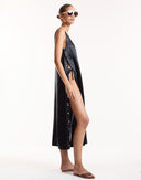 Black Midi Snap Dress