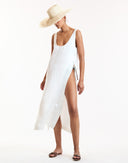 White Midi Snap Dress